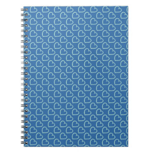 Pretty hand drawn hearts design blue on blue notebook