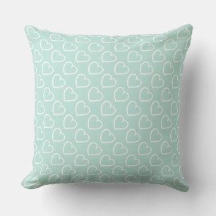 Pretty hand drawn hearts design white on blue throw pillow