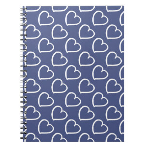 Pretty hand drawn hearts design white on dark blue notebook