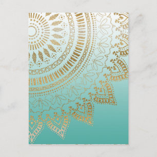 Pretty hand drawn tribal mandala elegant design postcard