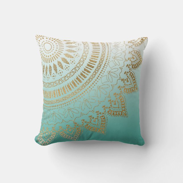 Pretty hand drawn tribal mandala elegant design throw pillow (Front)