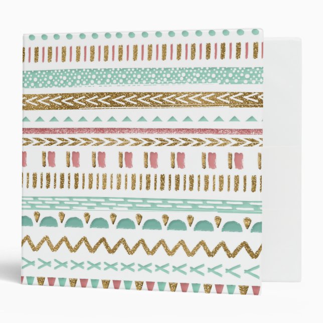 Pretty hand paint tribal Aztec geometric design Binder (Front/Inside)