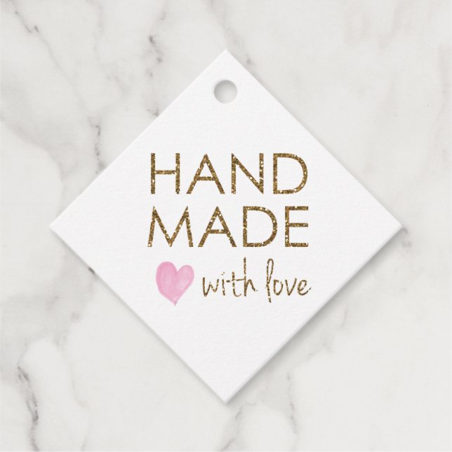Pretty Handmade with Love Favour Tags (Front)