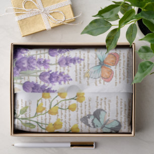 Pretty Handwritten letters Botanical White Tissue Paper