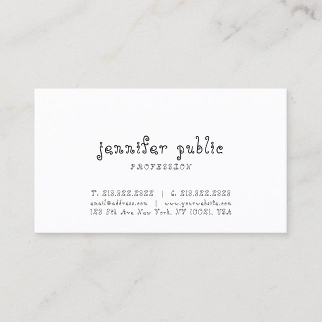 Pretty Handwritten Script Text Modern Simple Business Card (Front)
