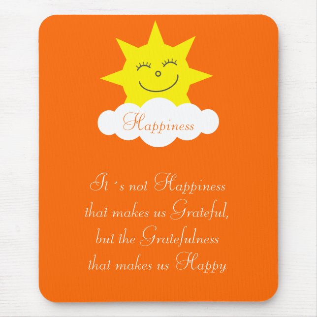 Pretty Happiness & Gratitude Happy Sun Orange Mouse Pad (Front)
