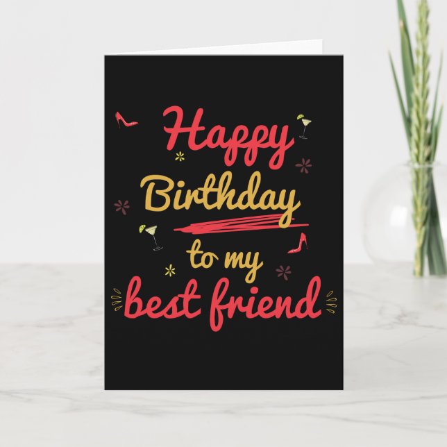 Pretty Happy Birthday Best Friend Card (Front)