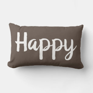 pretty HAPPY typography Lumbar Pillow