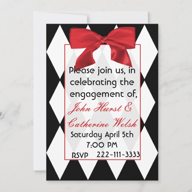 Pretty Harlequin engagement party Invitation (Front)