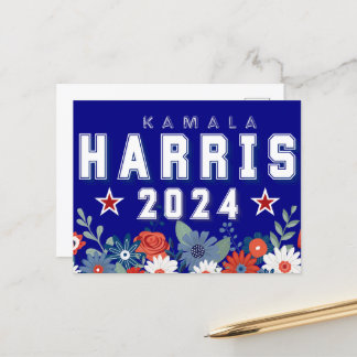 Pretty Harris 2024 Floral Election  Postcard