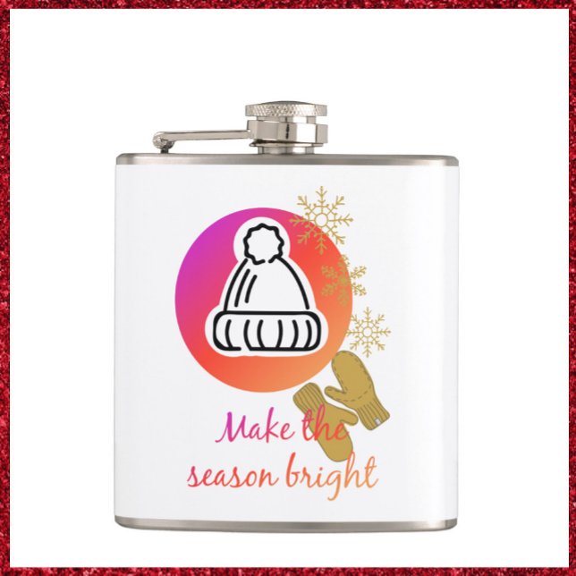 Pretty Hat and Mittens Winter Holiday Season  Hip Flask (Creator Uploaded)