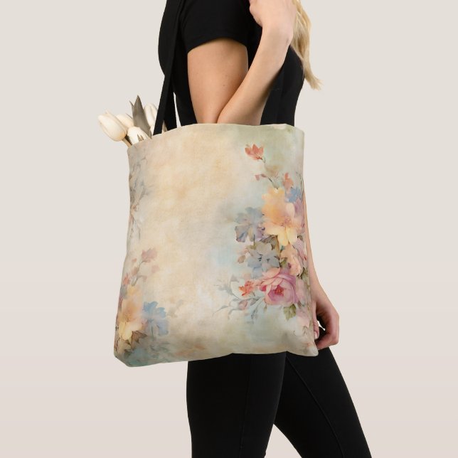 Pretty Hazy Spring Wildflowers Florals By Ava Tote Bag (Close Up)
