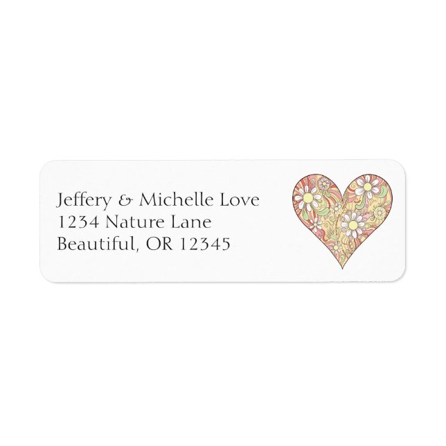 Pretty Heart Filled with Flowers Address (Front)