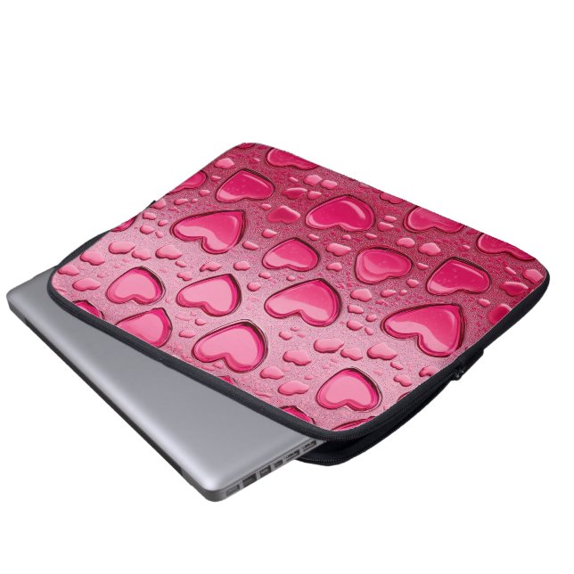 Pretty Heart-Shaped Water Droplets Laptop Sleeve (Front Bottom)