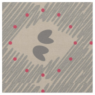 Pretty Hearts Beige Grey Decor Pattern Fabric