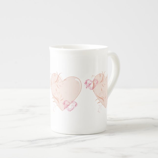 Pretty Hearts Bone China Mug (Front Right)