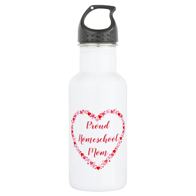 Pretty Hearts for a Proud Homeschool Mom 532 Ml Water Bottle (Front)