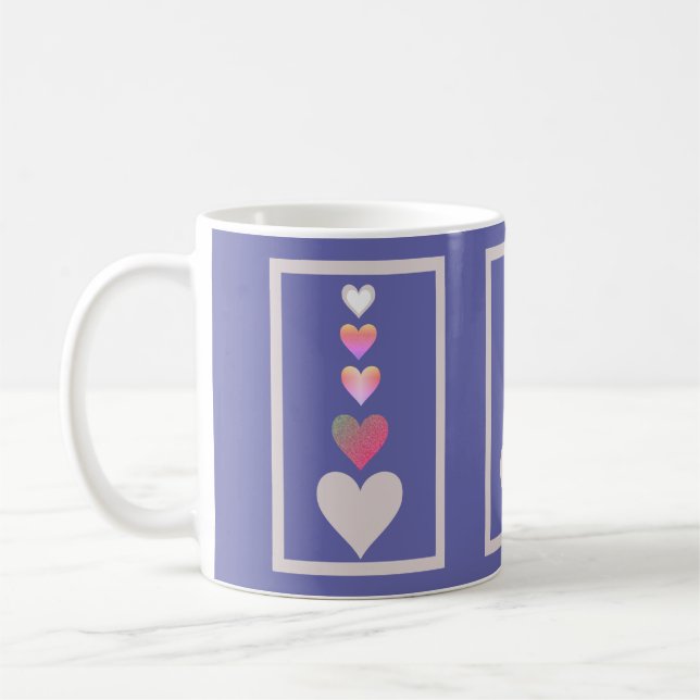 Pretty Hearts Periwinkle Cute Simple Modern Coffee Mug (Left)