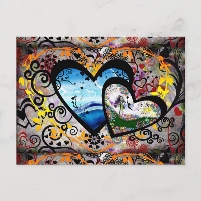 Pretty Hearts Postcard (Front)