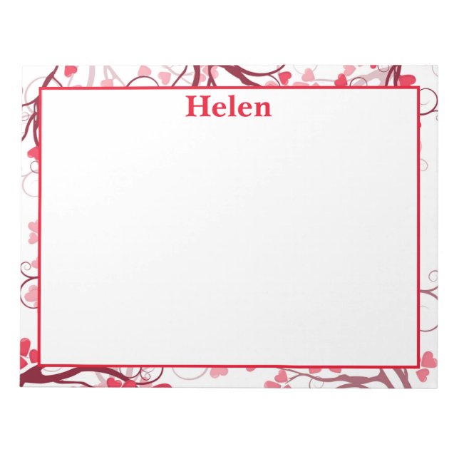 Pretty hearts red and white notepad (Front)