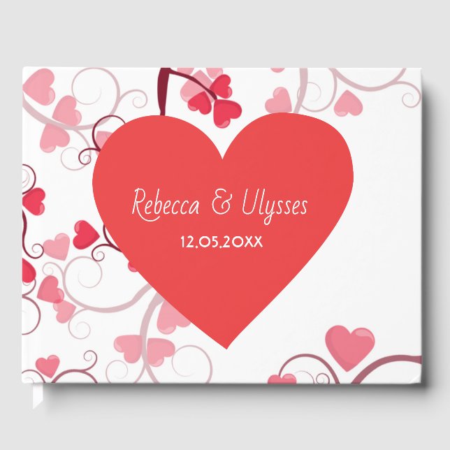 Pretty Hearts Wedding Guest Book (Front)