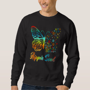 Pretty Hippie Soul Butterfly With Peace Signs Hipp Sweatshirt