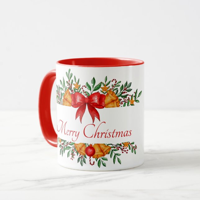 Pretty holiday banner custom mug (Front Left)
