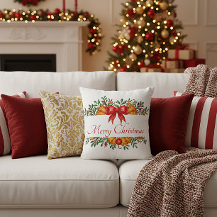 Pretty holiday banner custom throw pillow