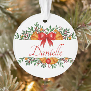 Pretty holiday banner personalized ornament