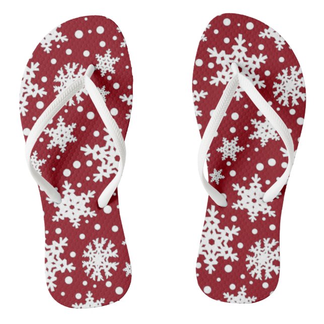 Pretty Holiday Christmas Snowflakes Flip Flops (Footbed)
