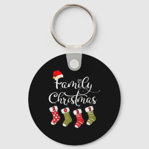 Pretty Holiday With Stockings Matching Family Chri Keychain