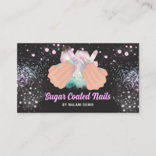 Pretty Holographic Crystal Glitter Nails Business Card