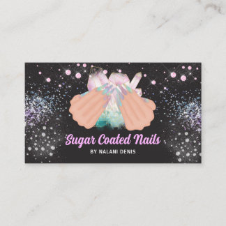 Pretty Holographic Crystal Glitter Nails Business Card