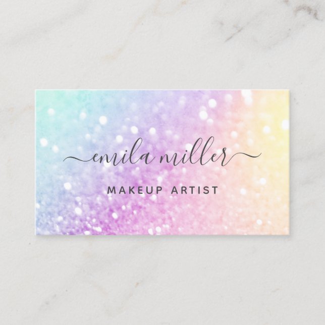 Pretty Holographic Glitter Girly Glamourous Business Card (Front)