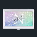 Pretty Holographic Glitter Girly Glamourous Business Card Holder<br><div class="desc">Easily personalize this elegant colourful bokeh glitter pattern with your custom details.</div>