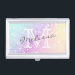 Pretty Holographic Glitter Girly Glamourous Business Card Holder<br><div class="desc">Easily personalize this elegant colourful bokeh glitter pattern with your custom details.</div>