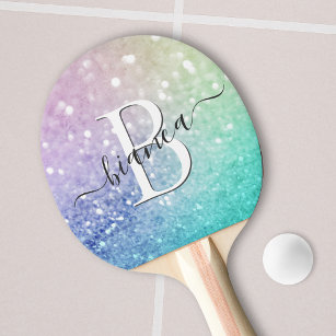 Pretty Holographic Glitter Girly Glamourous Ping Pong Paddle