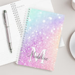 Pretty Holographic Glitter Girly Glamourous Planner<br><div class="desc">Easily personalize this elegant colourful bokeh glitter pattern with your custom details.</div>