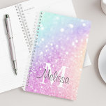 Pretty Holographic Glitter Girly Glamourous Planner<br><div class="desc">Easily personalize this elegant colourful bokeh glitter pattern with your custom details.</div>