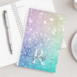 Pretty Holographic Glitter Girly Glamourous Planner<br><div class="desc">Easily personalize this elegant colourful bokeh glitter pattern with your custom details.</div>