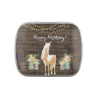 Pretty Horse and Flowers Rustic Wood Birthday