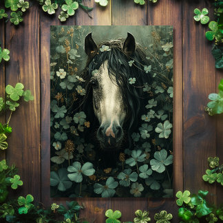 Pretty Horse and Shamrocks St Patrick's Day Card