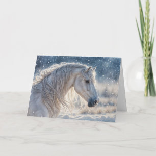 Pretty Horse in the Snow Seasons Greetings Holiday Card