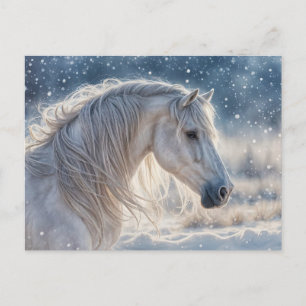 Pretty Horse in the Snow Seasons Greetings Holiday Postcard