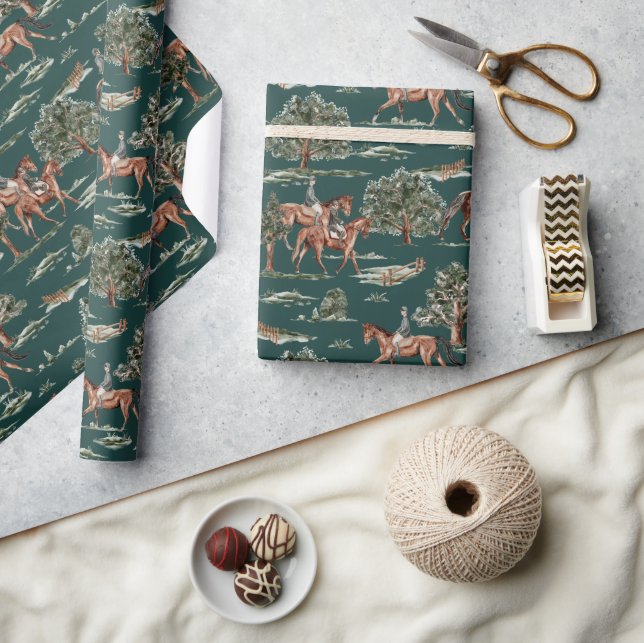 Pretty Horse Jockey Riding Birthday  Wrapping Paper (Crafts)