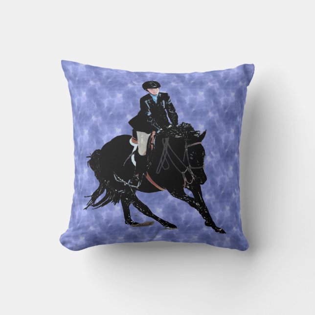 Pretty Horse & Rider Blue American MoJo Pillows (Front)