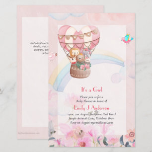 Pretty Hot Air Balloon Animals Baby Girl Shower