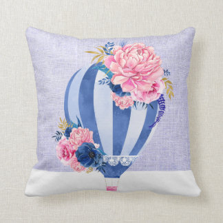 pretty hot air balloon soft liliac pink cushion