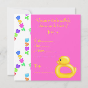 Pretty hot pink baby duck baby shower invite