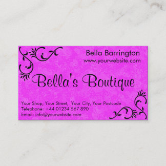 Pretty Hot Pink Fuschia Business Card Template